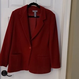Kate Hill Crimson Red Wool Blend Blazer Size 12